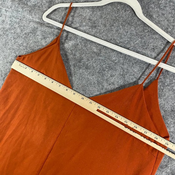 Lulus Jumpsuit Small Rust Orange Elisa Midi Wide Leg Cropped Sleeveless Satin - Picture 5 of 12